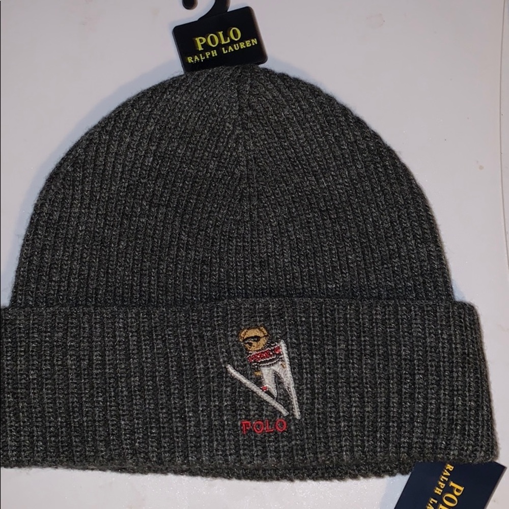 Polo Ralph Lauren, Polo Bear Cuffed Charcoal Hat.